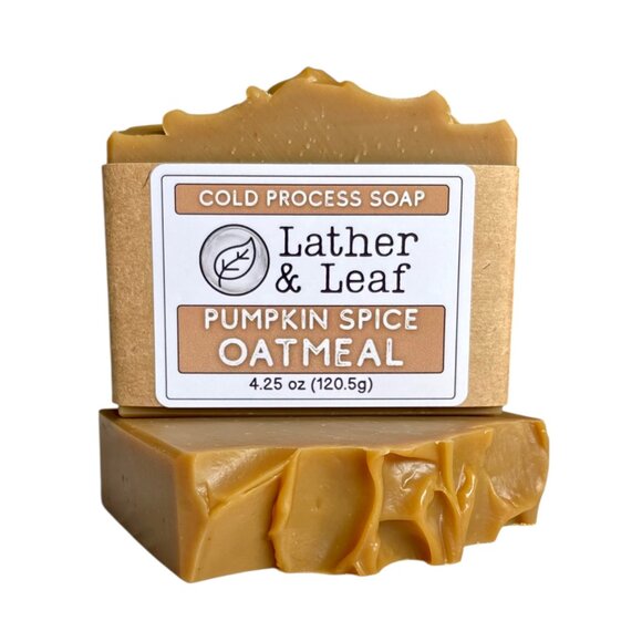 Pumpkin Spice Oatmeal Cold Process Soap Natural Handcrafted Artisan Soap Bar - Picture 2 of 4